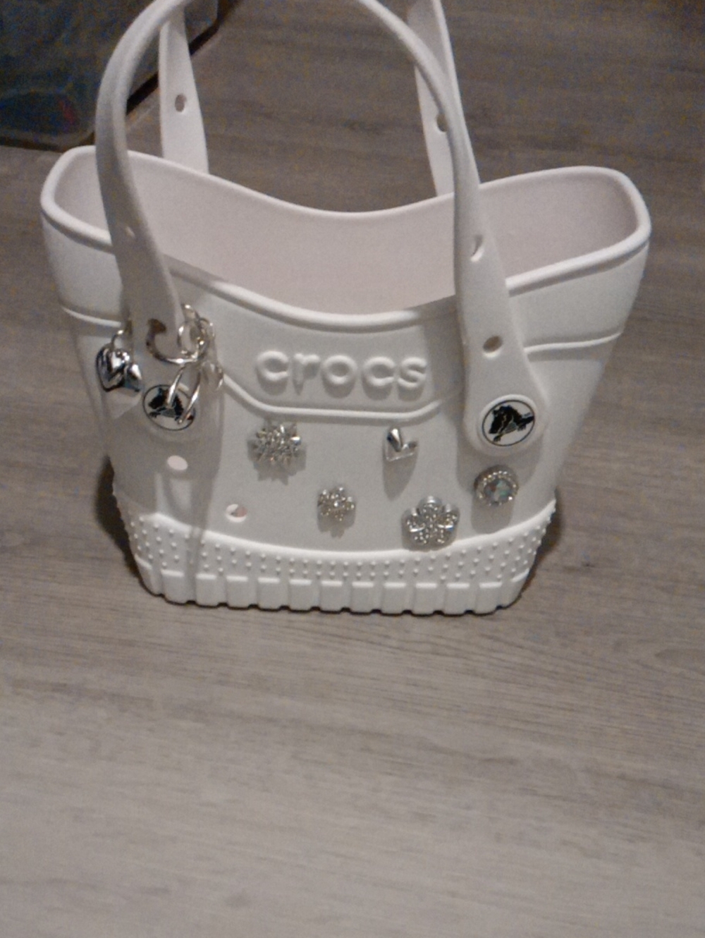 CROCS White Micro Tote With Blingy Jibbitz-Accents - NWOT
